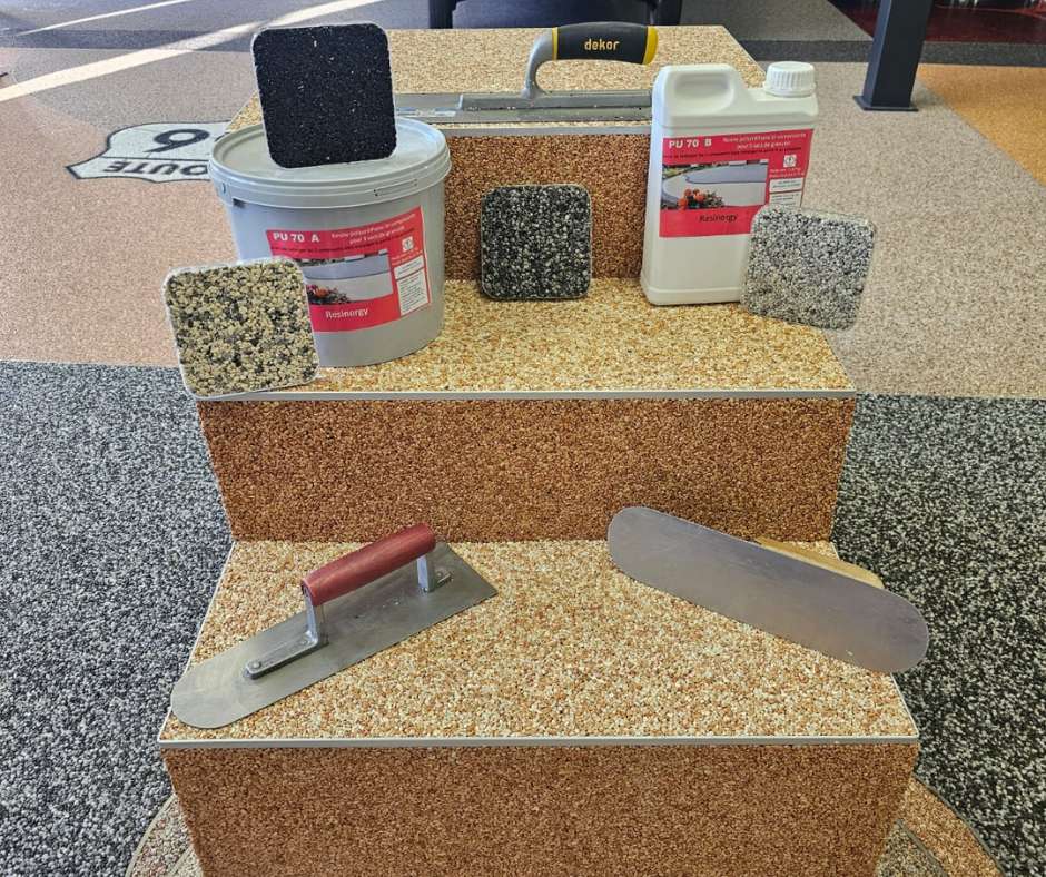 Vente moquette de pierre et résine pailleté